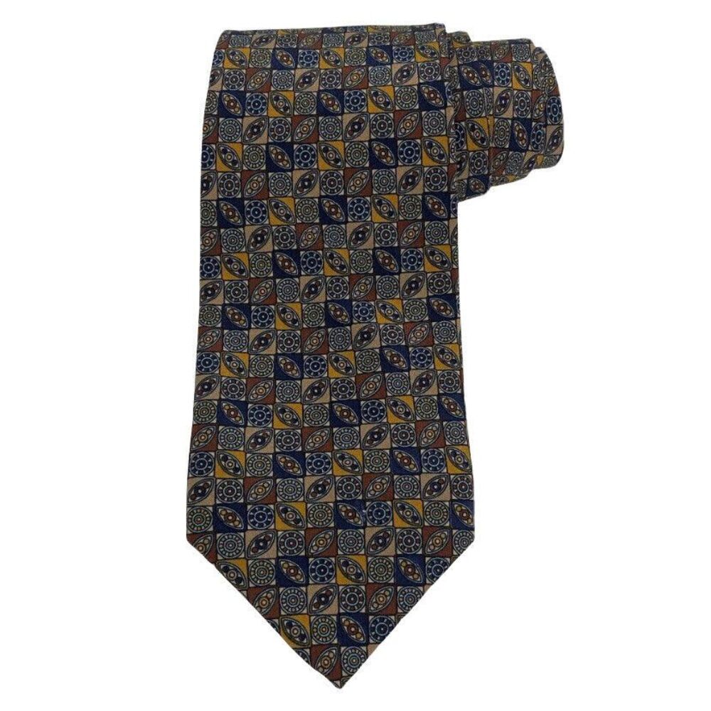 Vitaliano Pancaldi Men's 100% Silk Multicolor Geometric Tie Italy 3.5" Width euc